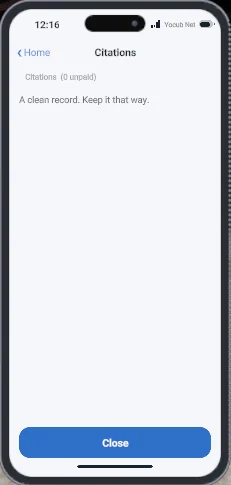 The Citations app with a clean record