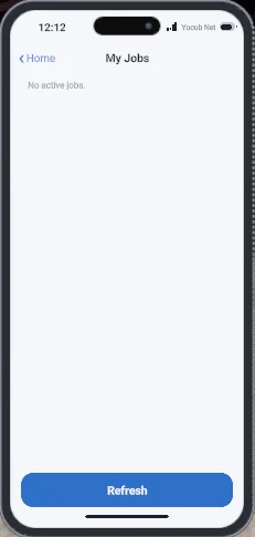 The My Jobs app with no active jobs