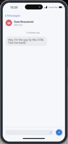 A Messages conversation with one message received