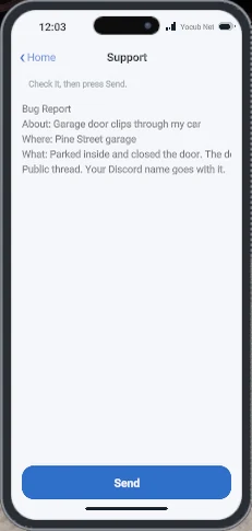 A bug report ready to send: what, where and what happened